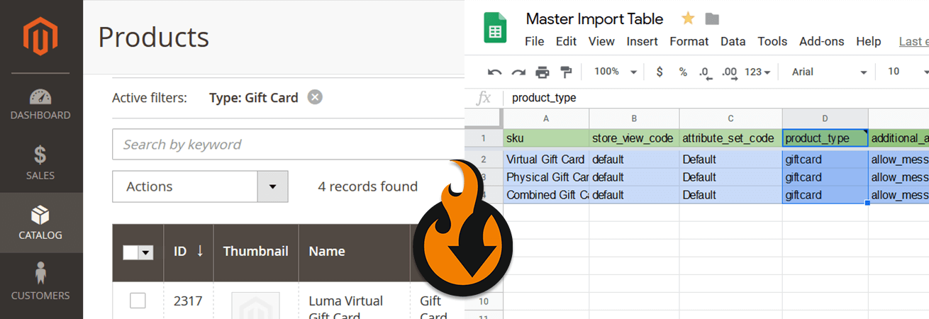 Magento 2 gift card import and export