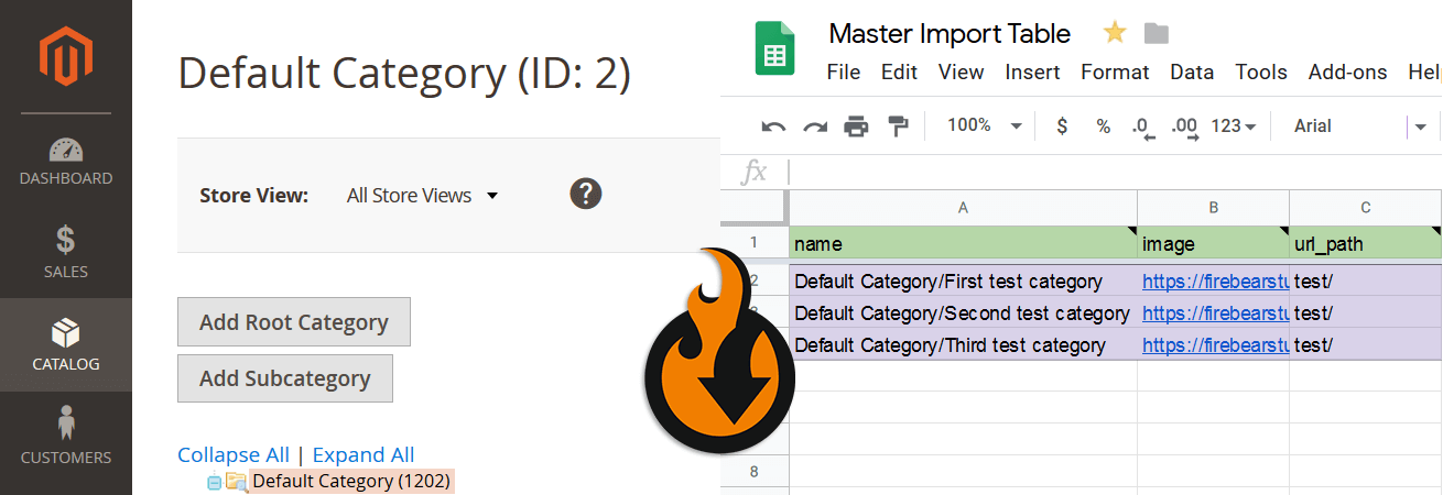 Magento 2 categories import and export