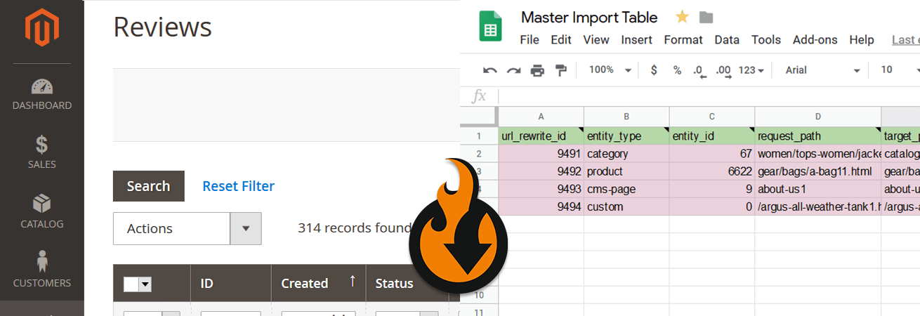Magento 2 product reviews import and export