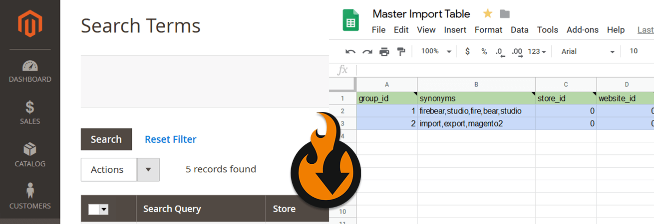 Magneto 2 search terms and synonyms import and export