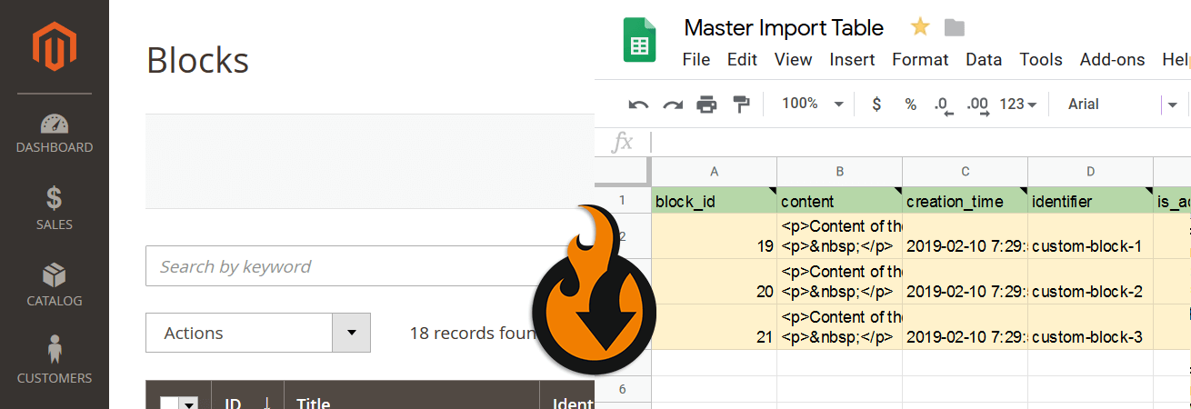 Magneto 2 CMS blocks, static blocks import and export