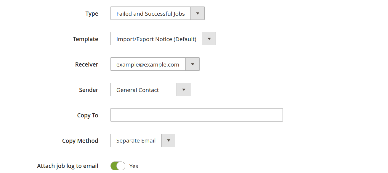 Magento 2 import and export notifications by email