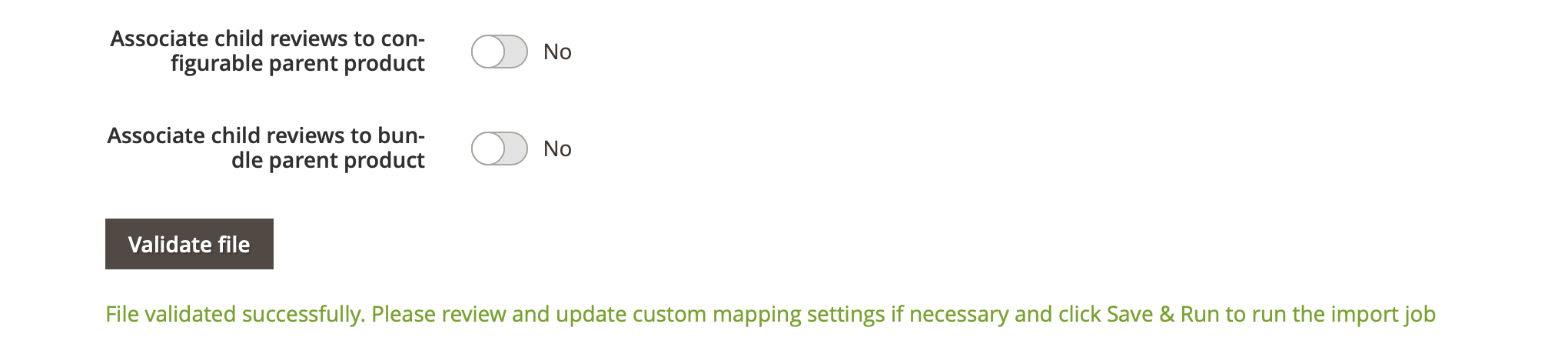 Magento 2 import assign child product reviews to parent products configurable and bundle